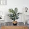 4ft. Kentia Palm Artificial Tree in Boho Chic Handmade Cotton & Jute Black Woven Planter